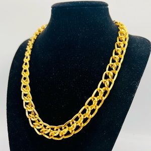 Vintage double link chunky gold chain necklace 16”